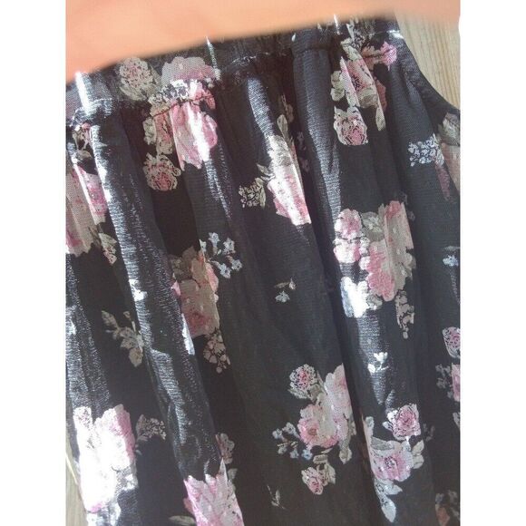 Black & Pink floral sheer/solid top junior's medium 7/9 - Picture 2 of 8